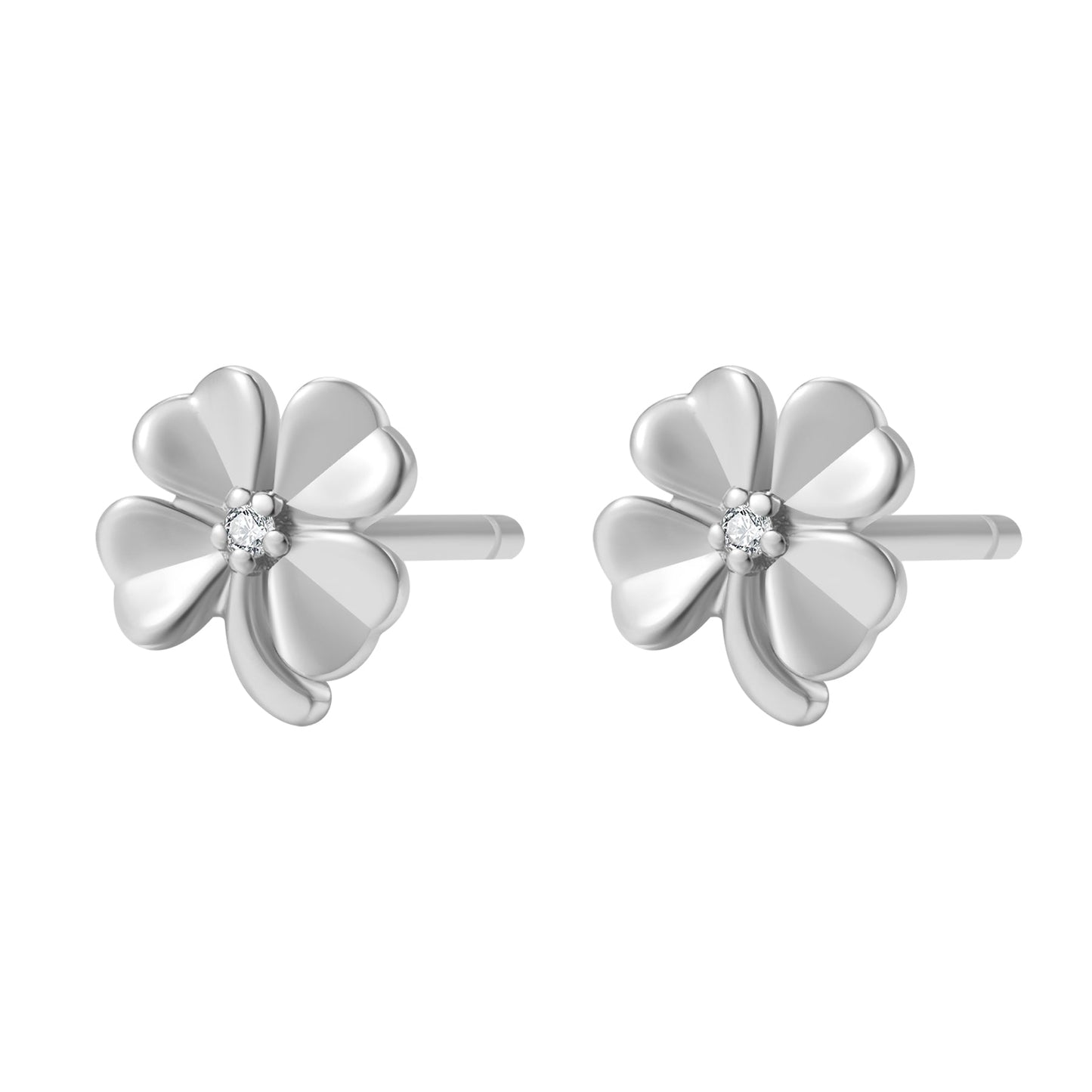 Four Leaf Clover Stud Earrings Sterling Silver