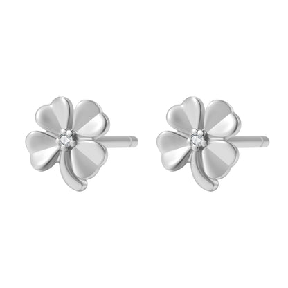 Four Leaf Clover Stud Earrings Sterling Silver