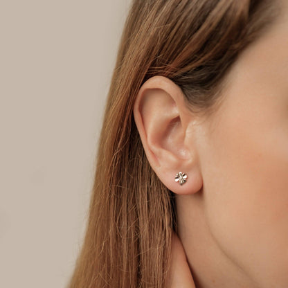 Four Leaf Clover Stud Earrings Sterling Silver