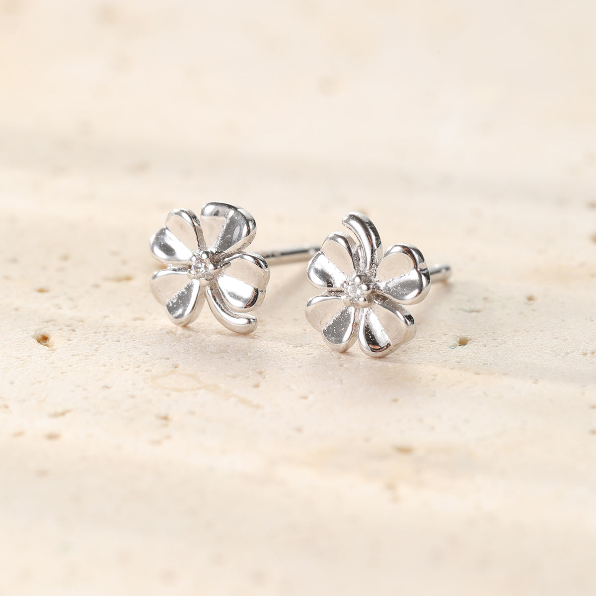 Four Leaf Clover Stud Earrings Sterling Silver