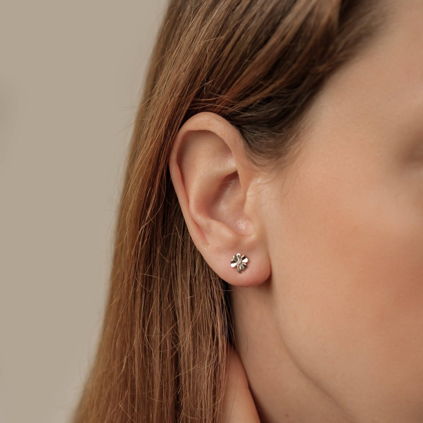 Four Leaf Clover Stud Earrings Sterling Silver