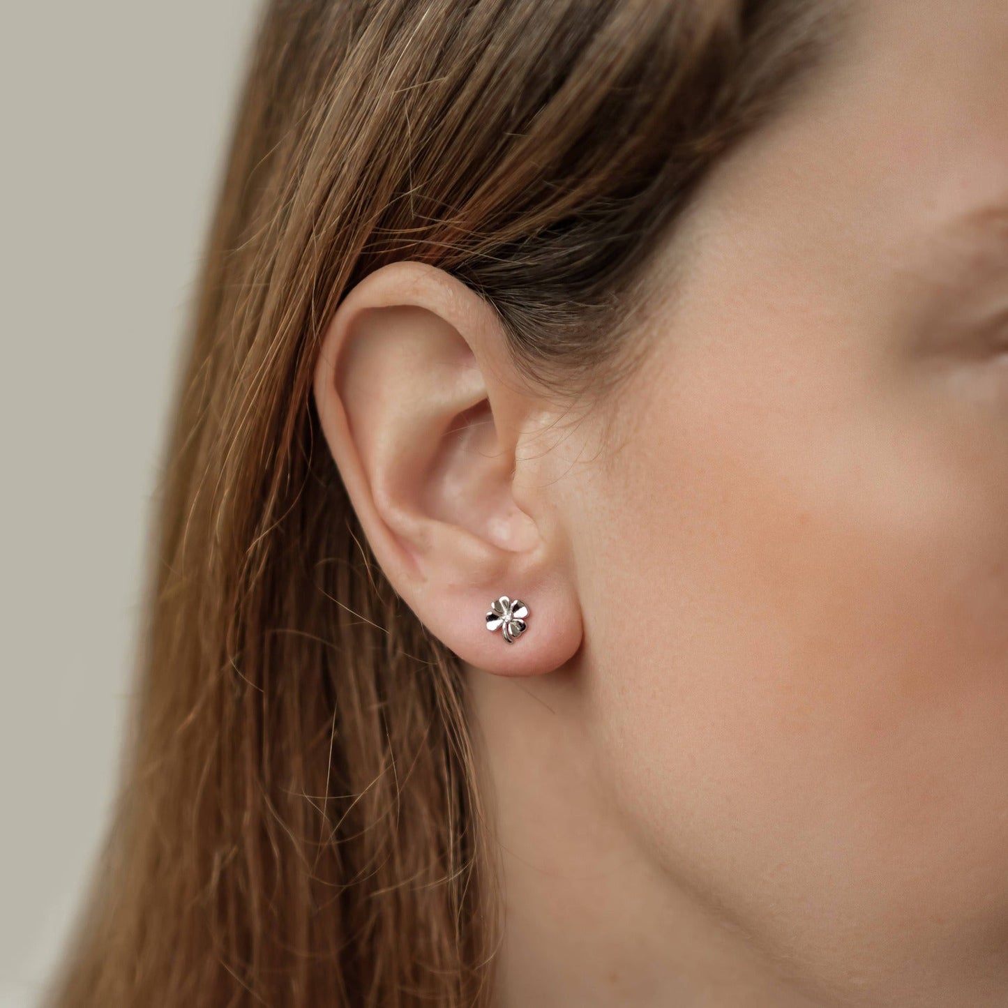 Four Leaf Clover Stud Earrings Sterling Silver