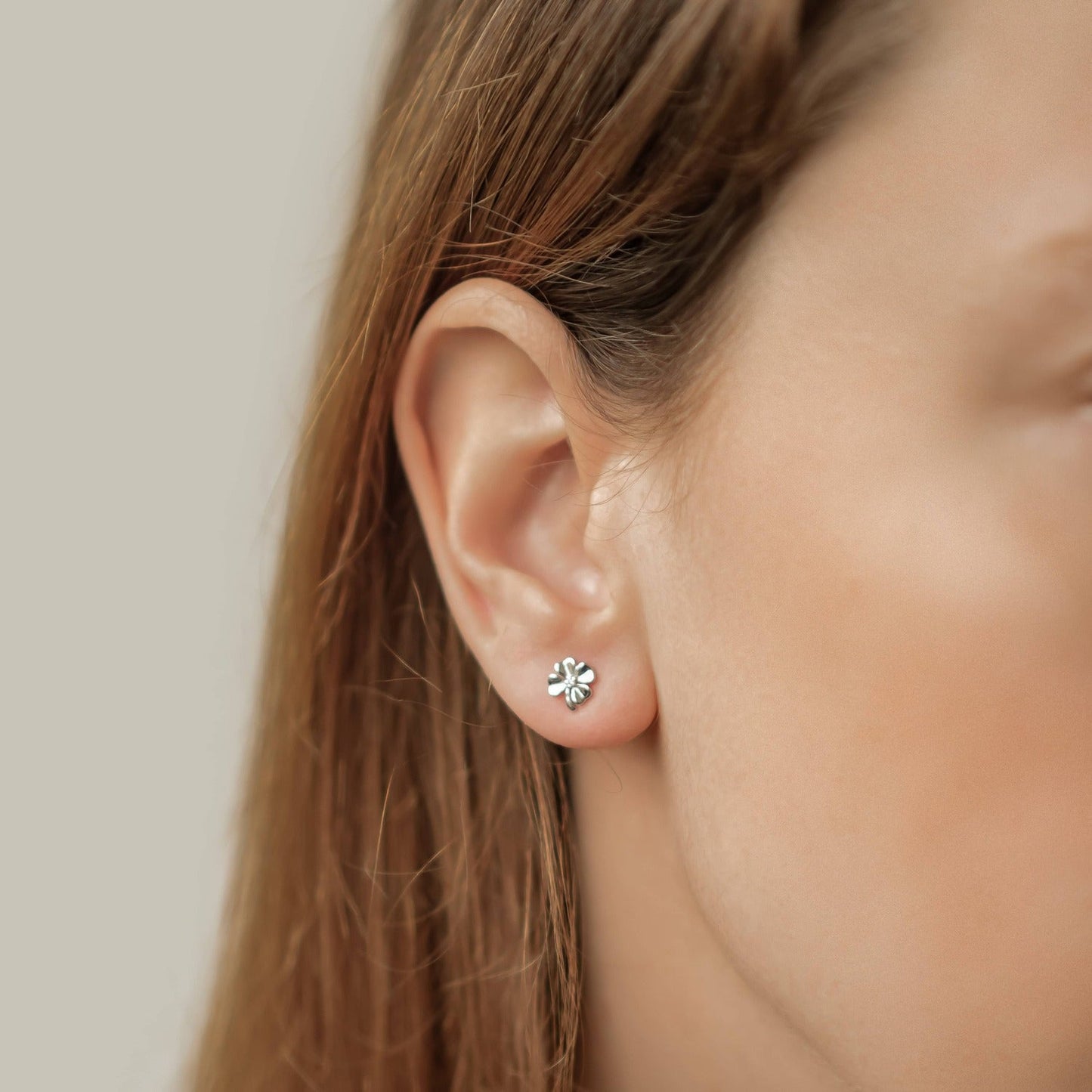 Four Leaf Clover Stud Earrings Sterling Silver