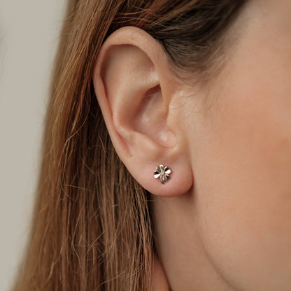 Four Leaf Clover Stud Earrings Sterling Silver