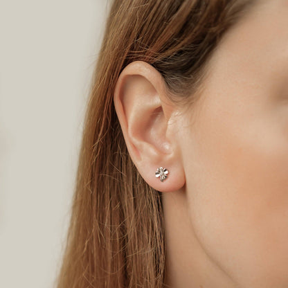 Four Leaf Clover Stud Earrings Sterling Silver