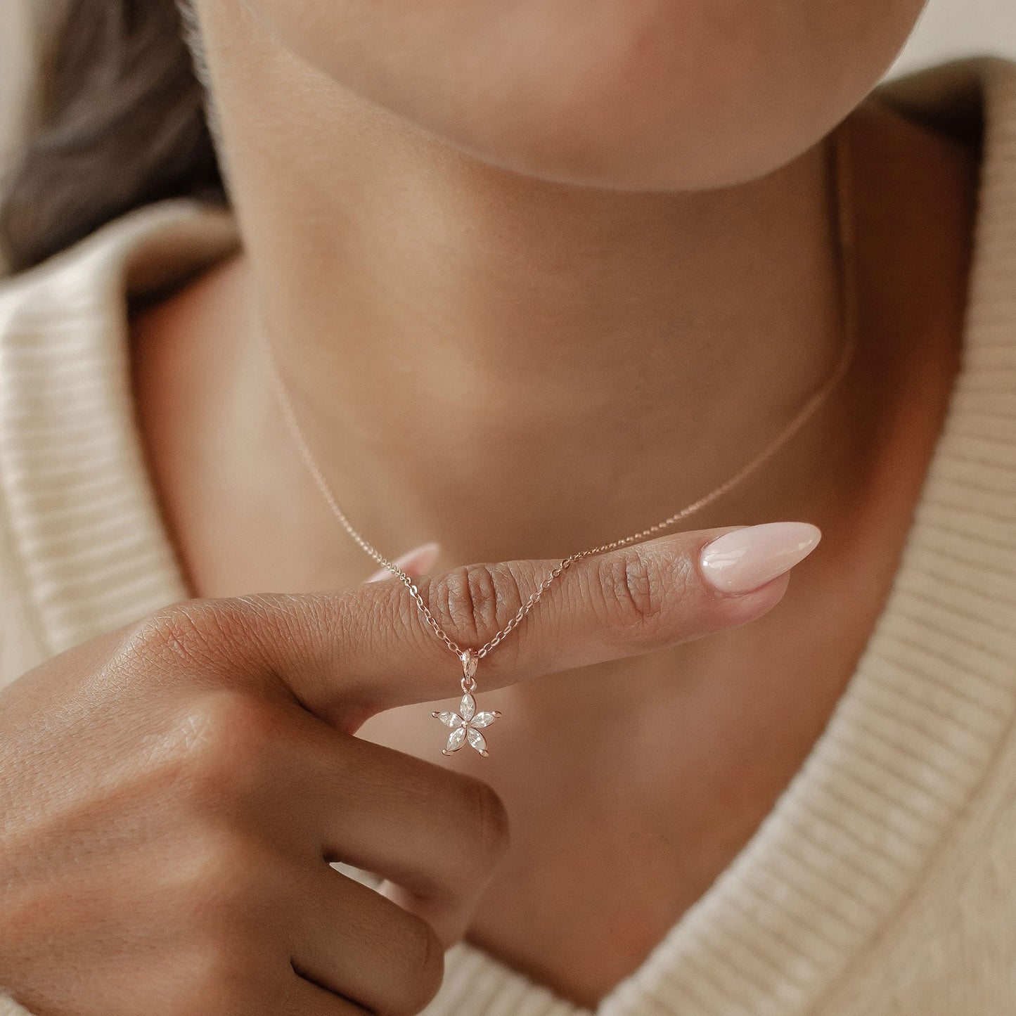 Gemstone Daisy Chain Necklace Sterling Silver Gold