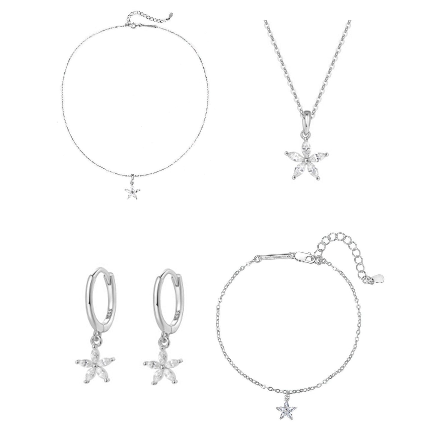 Gemstone Daisy Jewelry Set Sterling Silver