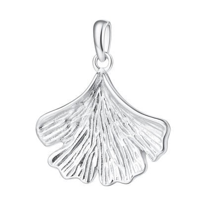 Ginkgo Leaf Pendant Necklace Sterling Silver