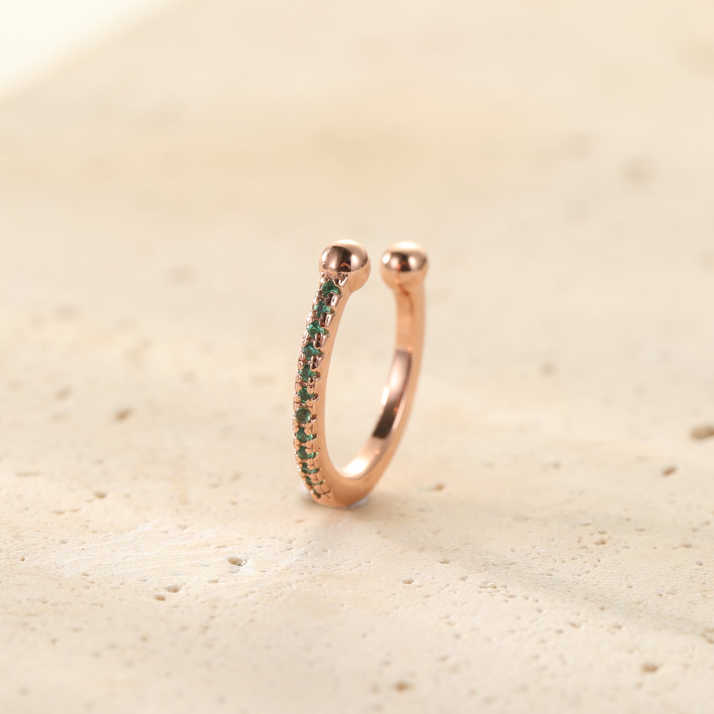 Green Diamond Ear Cuff Sterling Silver