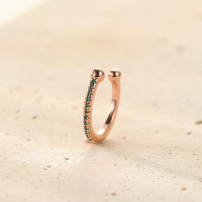 Green Diamond Ear Cuff Sterling Silver