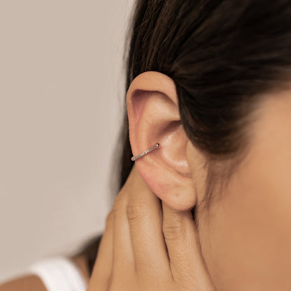 Green Diamond Ear Cuff Sterling Silver