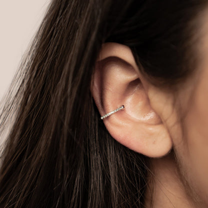 Green Diamond Ear Cuff Sterling Silver