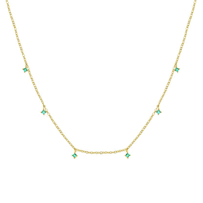 Green Gemstone Charm Necklace Sterling Silver