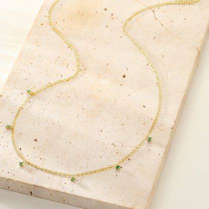 Green Gemstone Charm Necklace Sterling Silver