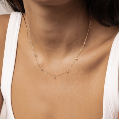 Green Gemstone Charm Necklace Sterling Silver