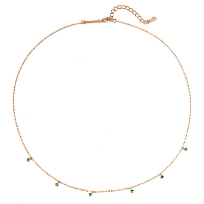 Green Gemstone Charm Necklace Sterling Silver