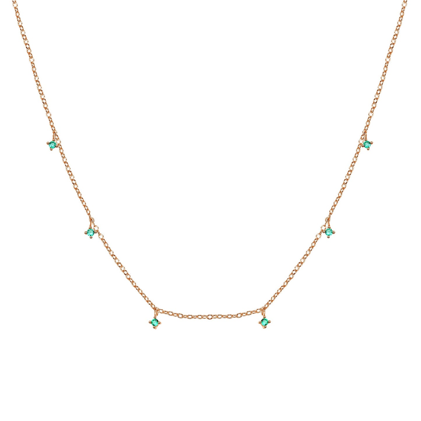 Green Gemstone Charm Necklace Sterling Silver