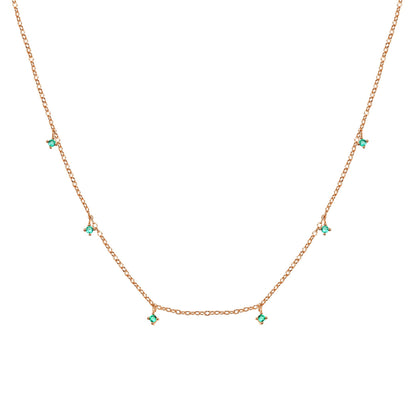 Green Gemstone Charm Necklace Sterling Silver