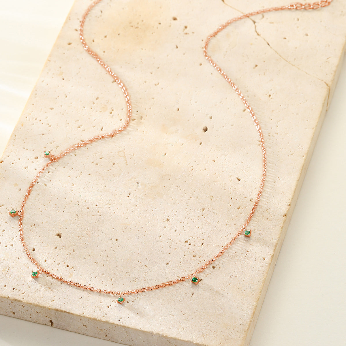 Green Gemstone Charm Necklace Sterling Silver