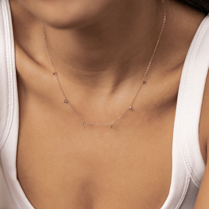 Green Gemstone Charm Necklace Sterling Silver