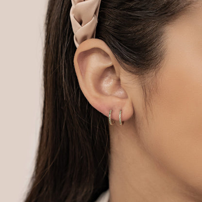 Green Stone Huggie Earrings Sterling Silver