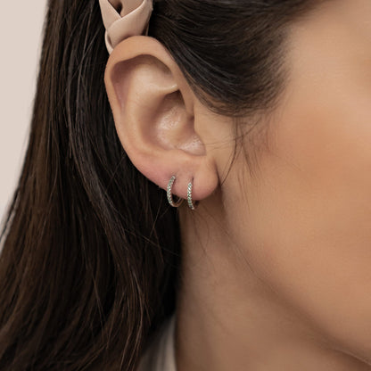 Green Stone Huggie Earrings Sterling Silver