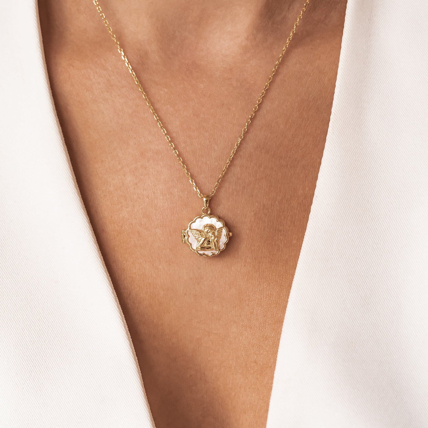 Guardian Angel Locket Necklace Sterling Silver