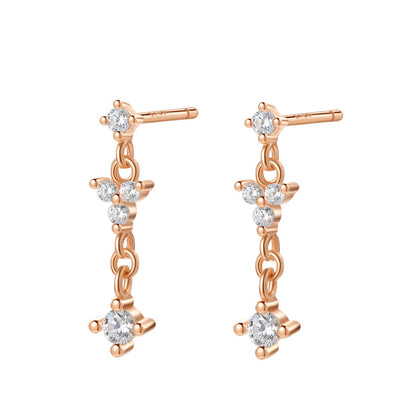 Hanging Bloom Stud Earrings Sterling Silver Gold