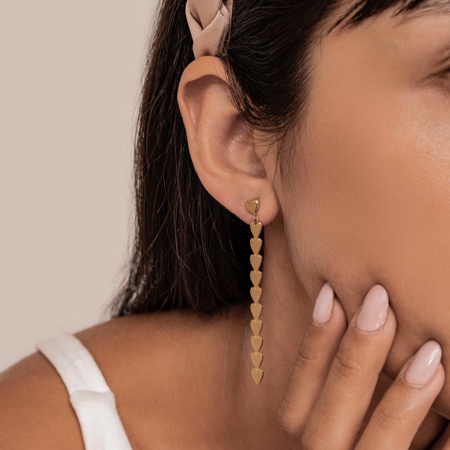 Heart Cascade Drop Earrings Waterproof