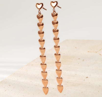 Heart Cascade Drop Earrings Waterproof