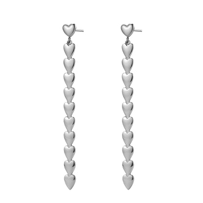 Heart Cascade Drop Earrings Waterproof