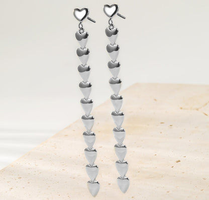 Heart Cascade Drop Earrings Waterproof