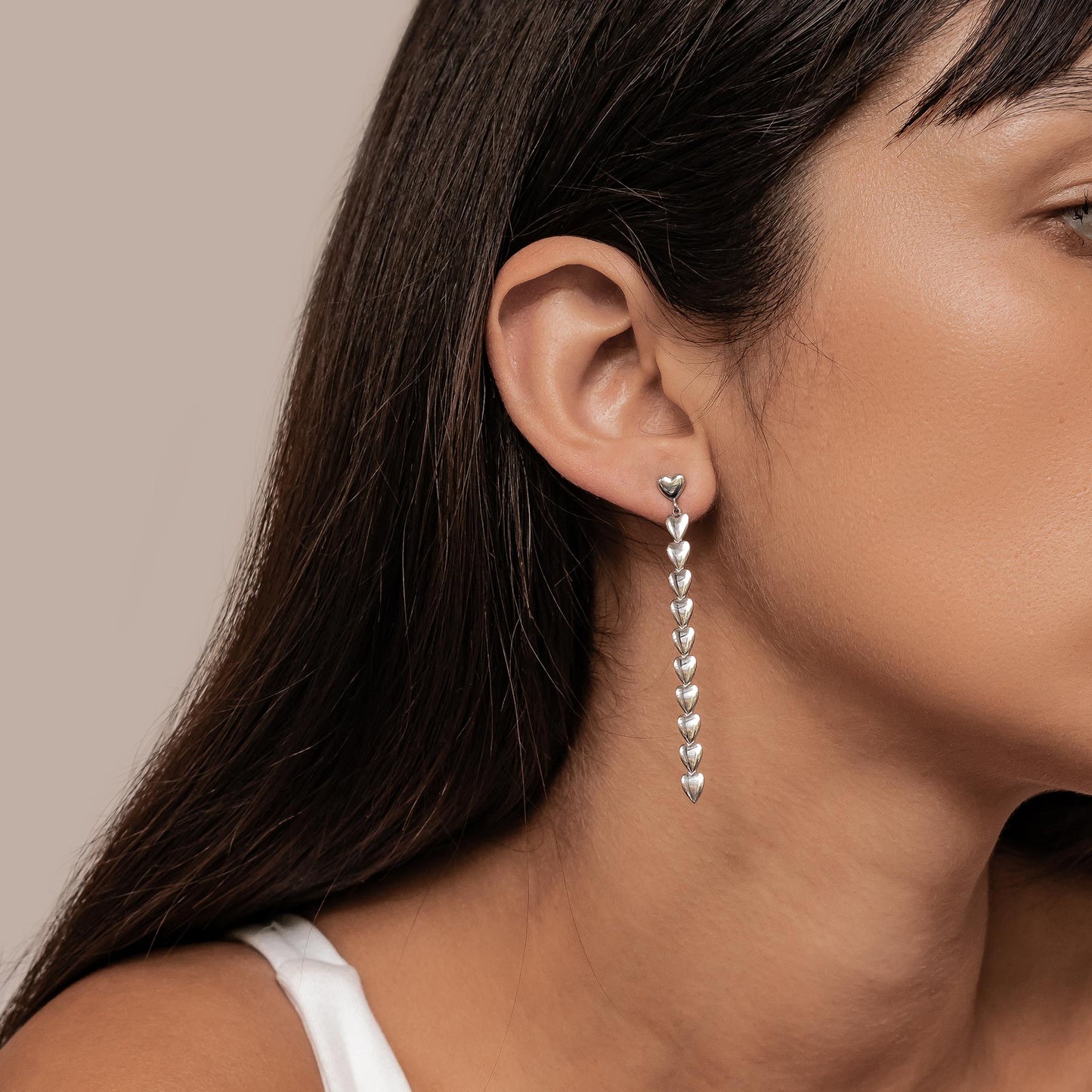 Heart Cascade Drop Earrings Waterproof