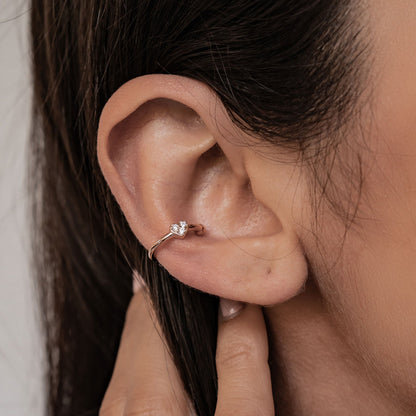 Heart Ear Cuff Sterling Silver