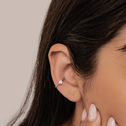 Heart Ear Cuff Sterling Silver