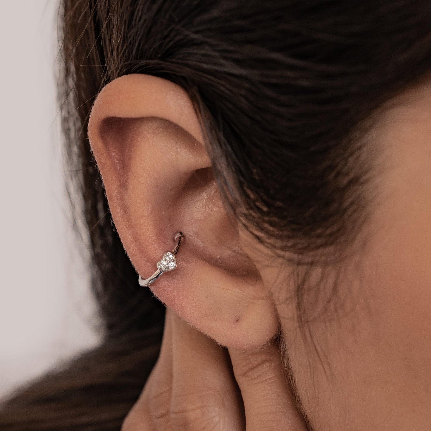 Heart Ear Cuff Sterling Silver