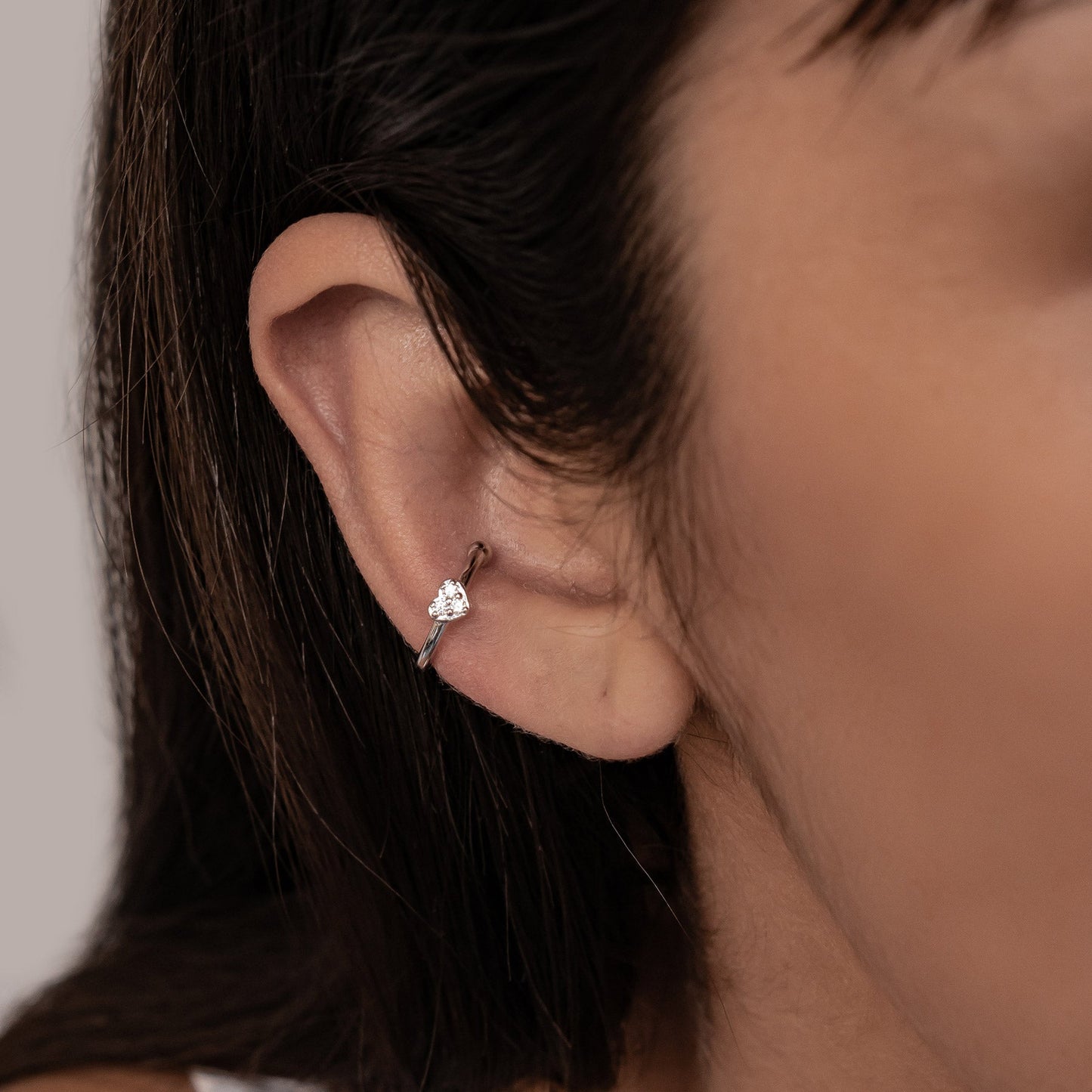 Heart Ear Cuff Sterling Silver