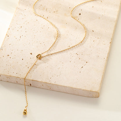 Heart Lariat Necklace with Raindrop Charm Waterproof