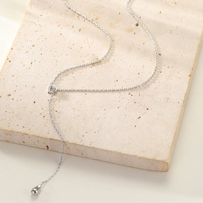 Heart Lariat Necklace with Raindrop Charm Waterproof