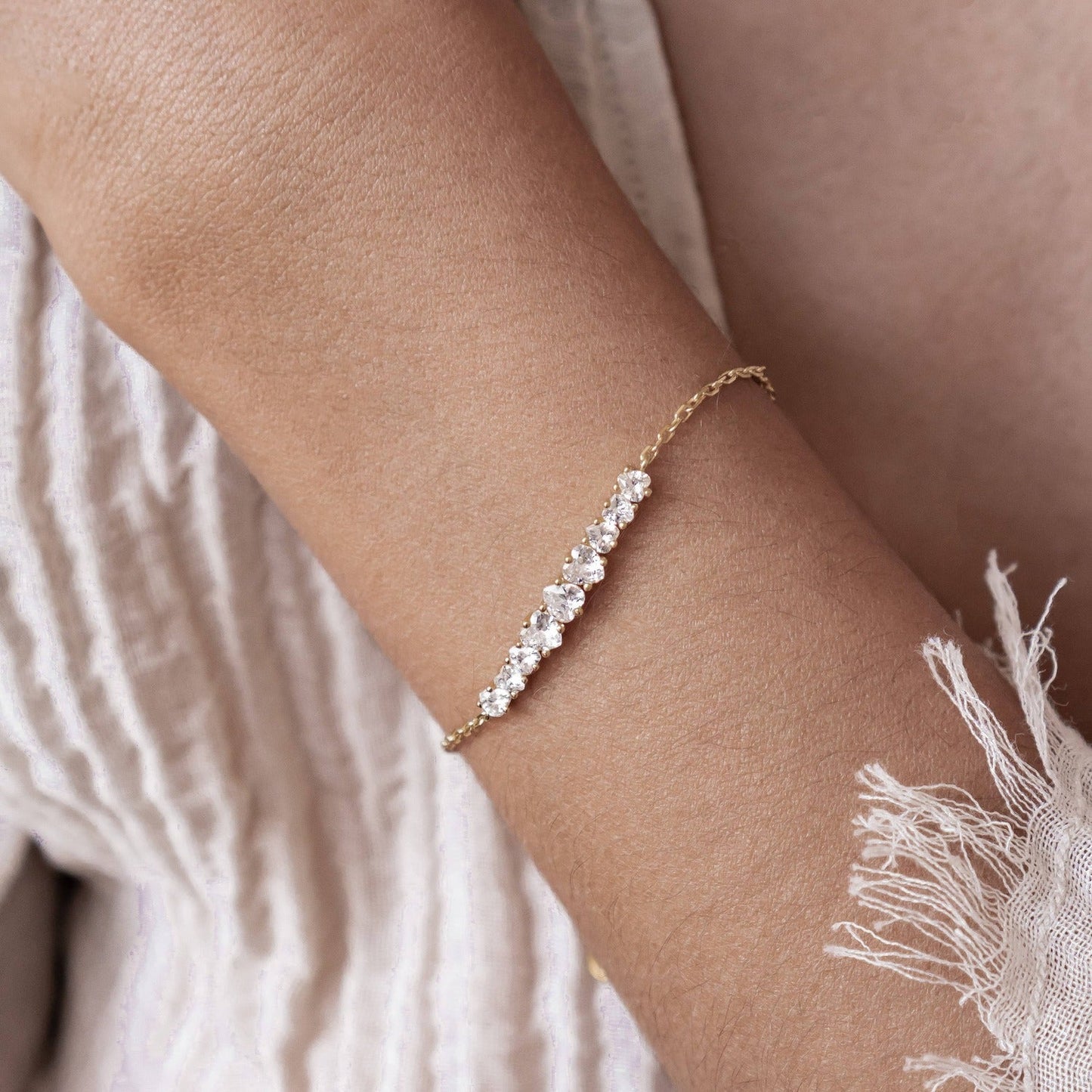 Heart Tennis Bracelet Sterling Silver