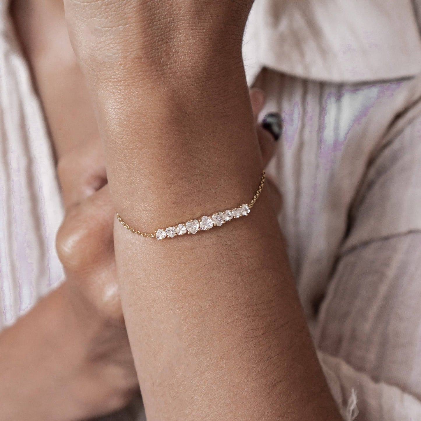 Heart Tennis Bracelet Sterling Silver