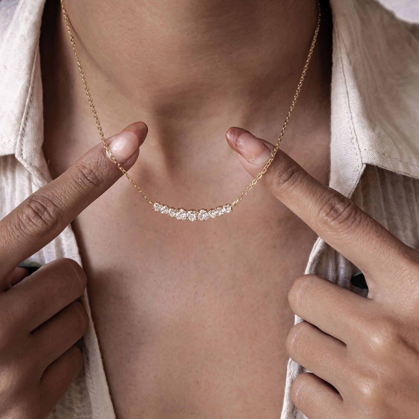 Heart Tennis Necklace Sterling Silver