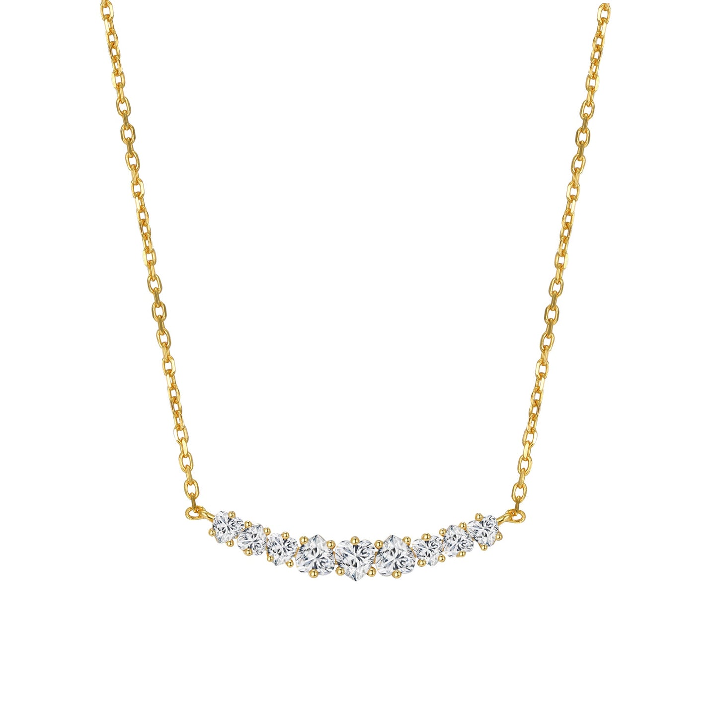 Heart Tennis Necklace Sterling Silver