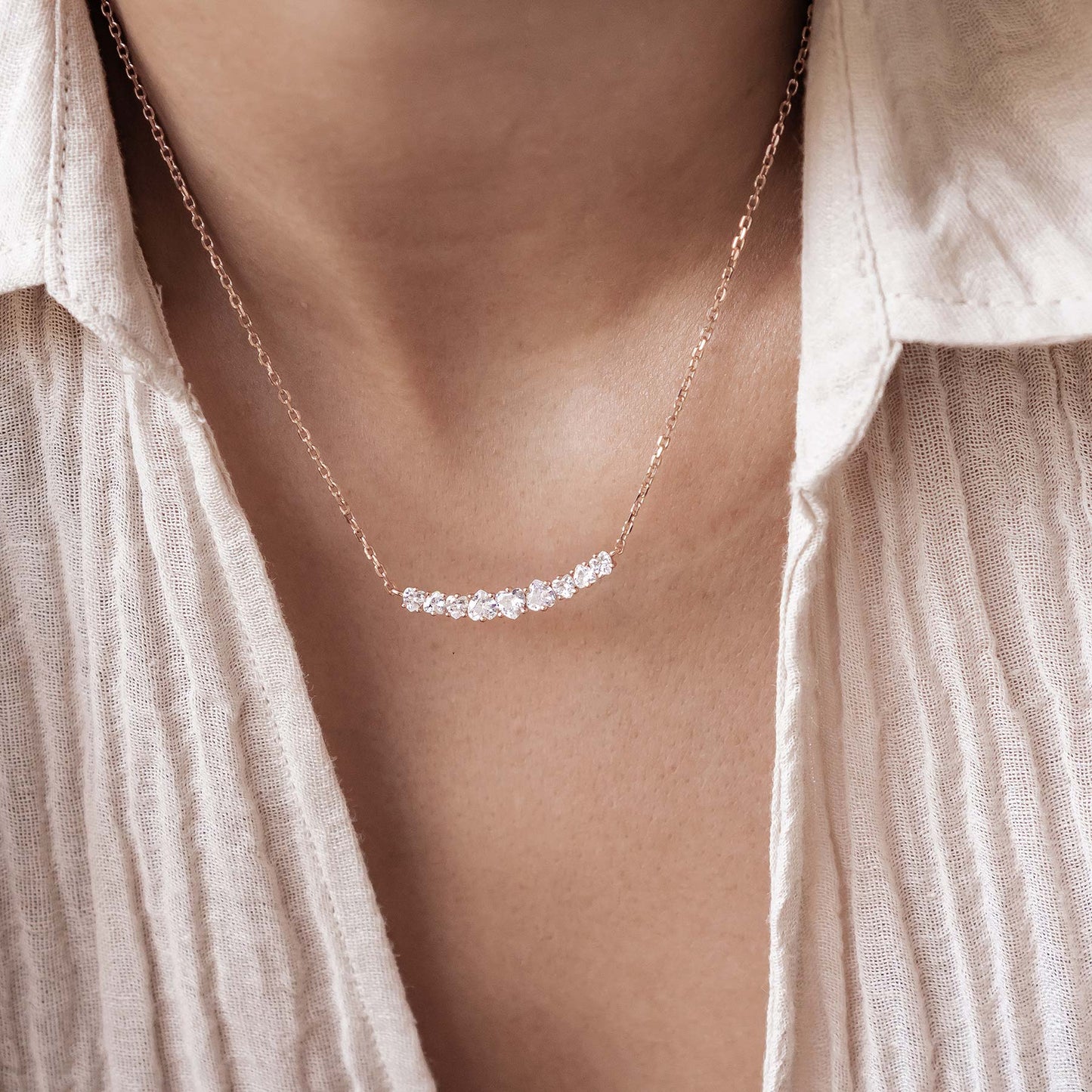 Heart Tennis Necklace Sterling Silver