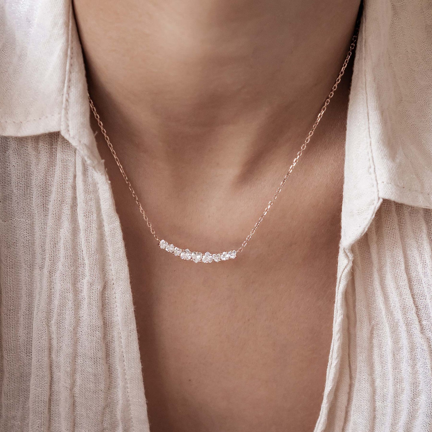 Heart Tennis Necklace Sterling Silver