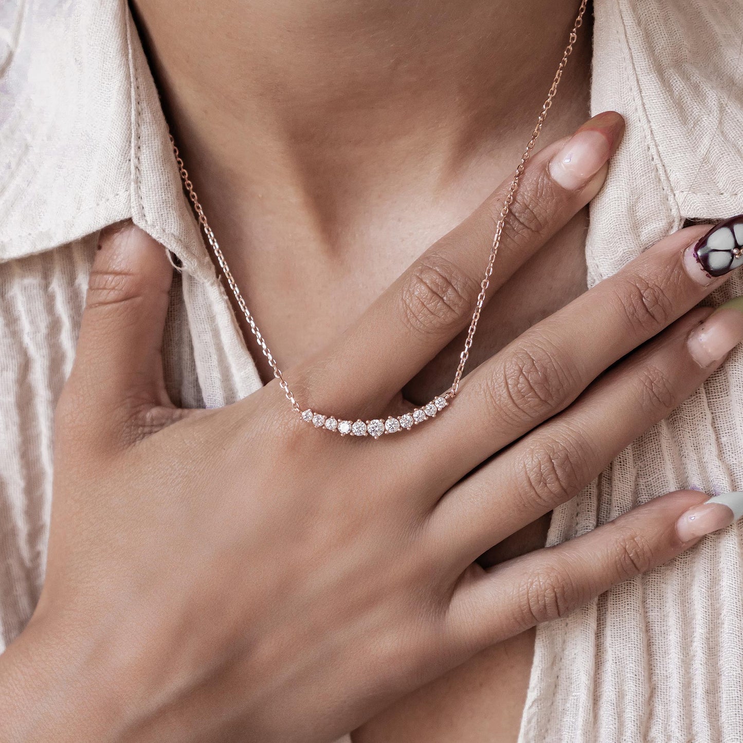 Heart Tennis Necklace Sterling Silver