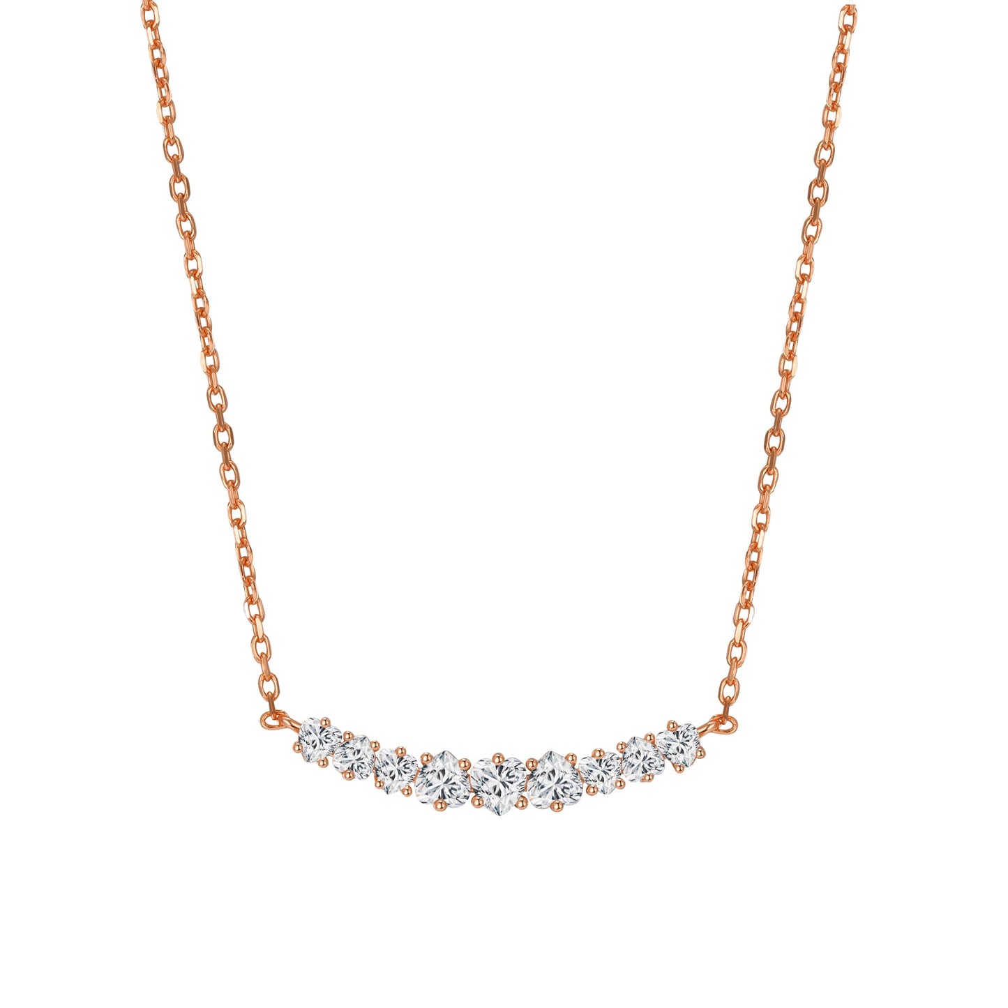 Heart Tennis Necklace Sterling Silver