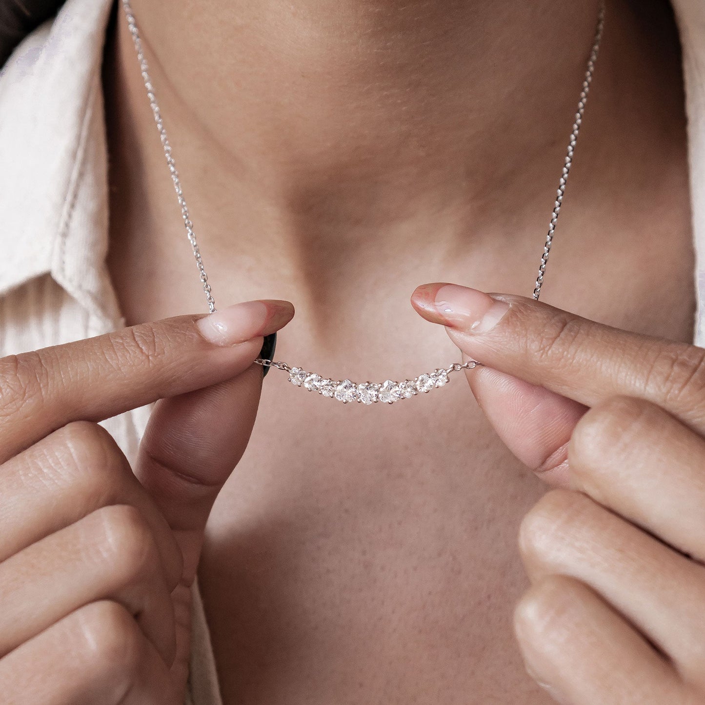 Heart Tennis Necklace Sterling Silver