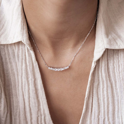 Heart Tennis Necklace Sterling Silver