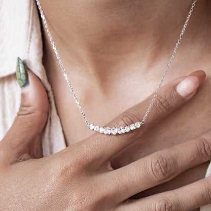 Heart Tennis Necklace Sterling Silver